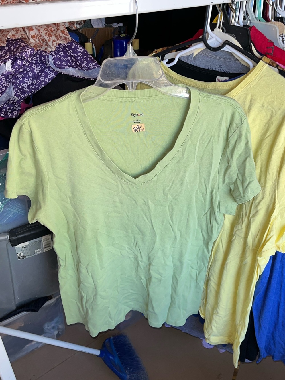 Style & Co. Light Green V-Neck Women's Tee size Large